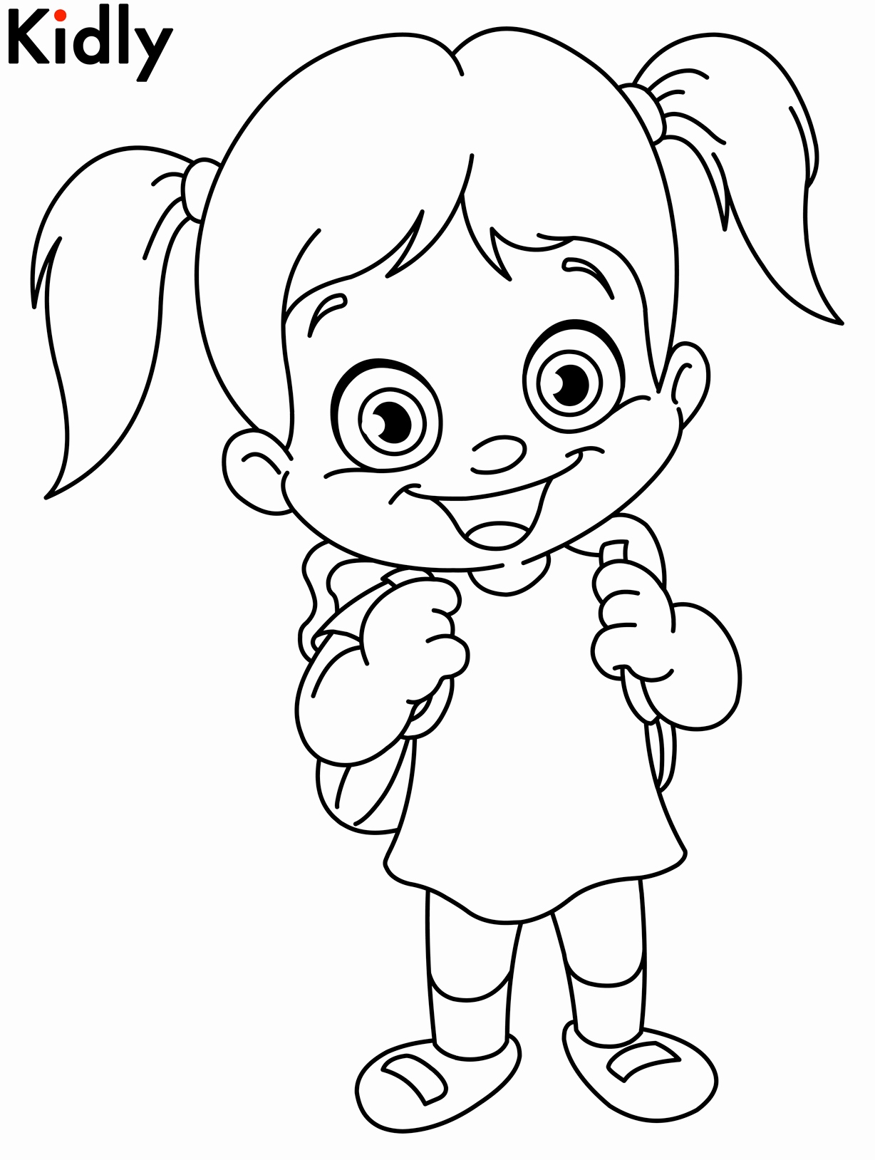 drawing clipart little girl coloring