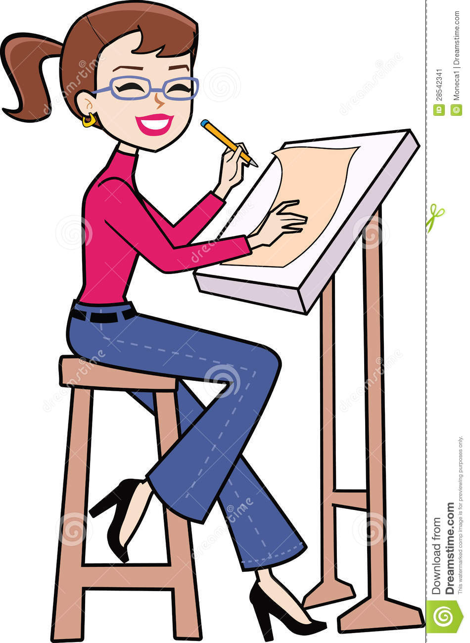 draw clipart woman artist