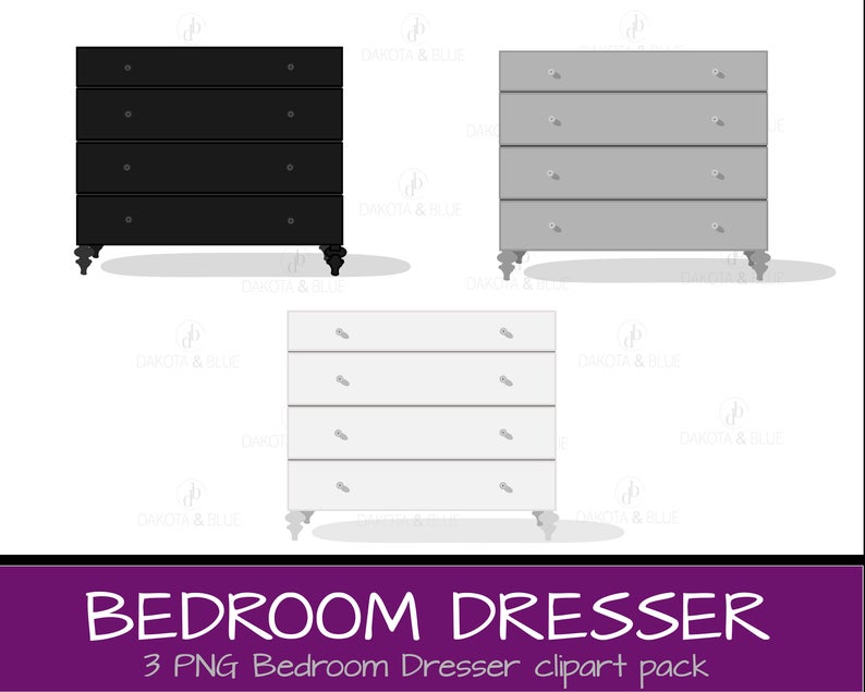 Bedroom chest of drawers. Dresser clipart furniture