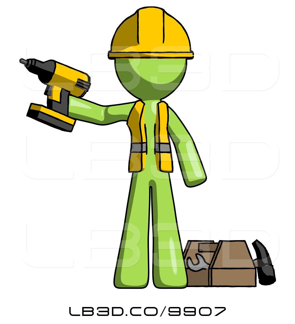 Drill clipart contractor. Illustration of green construction