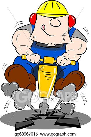 Drill clipart road. Vector stock cartoon workman