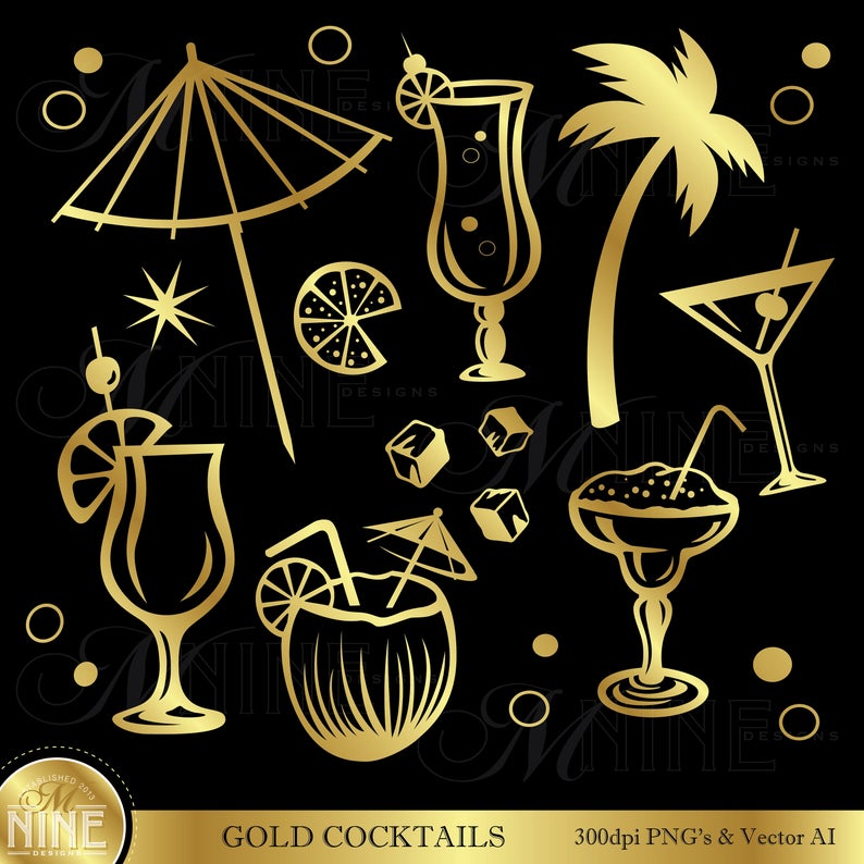 drinks clipart gold cocktail
