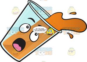 Spilled in glass emoji. Drink clipart spilt