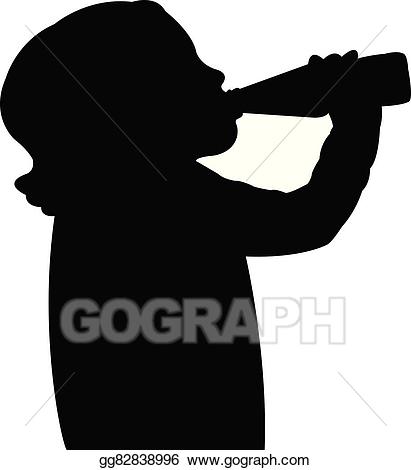 Drinking clipart silhouette. Eps vector a child