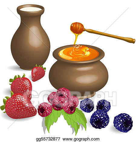 Drinks clipart milk honey. Vector illustration and eps