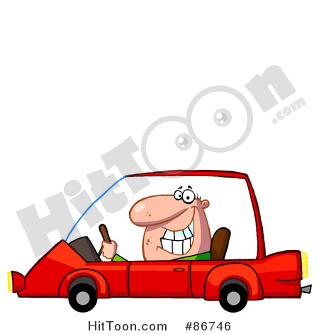 Grinning driving a red. Driver clipart guy