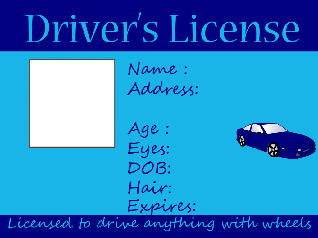 drivers license clipart printable