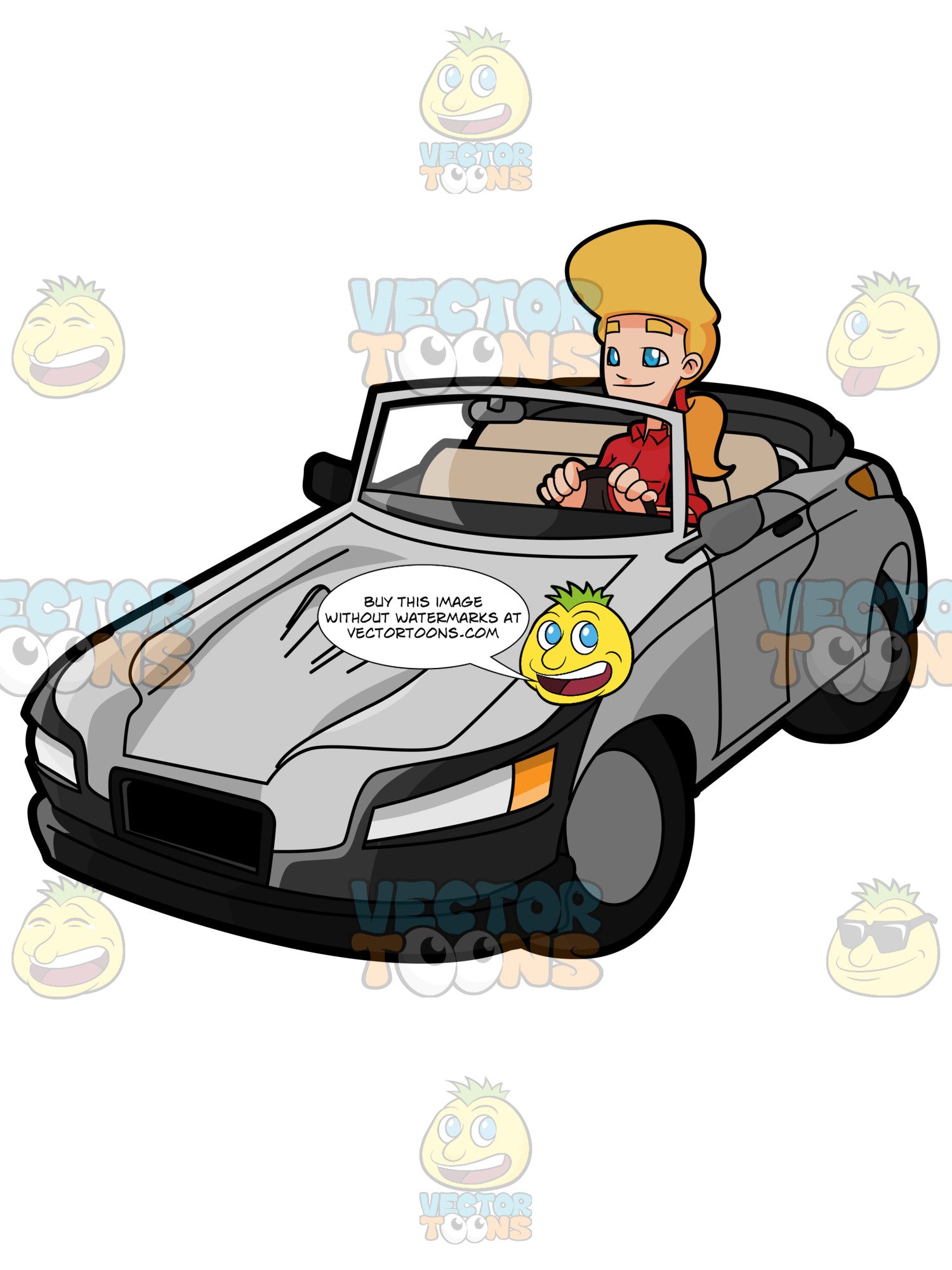 Driving clipart driver seat. A woman convertible sedan