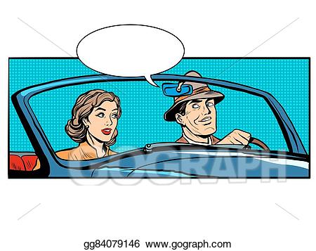 Driving clipart man woman. Vector couple and in
