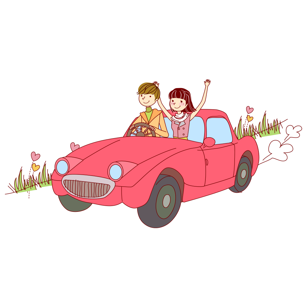 Couple transprent png free. Driving clipart pink car