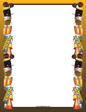 Drums xylophones and bells. Drum clipart borders