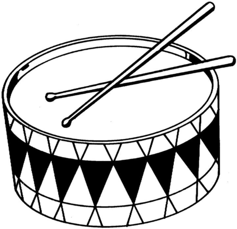 drums clipart colouring page