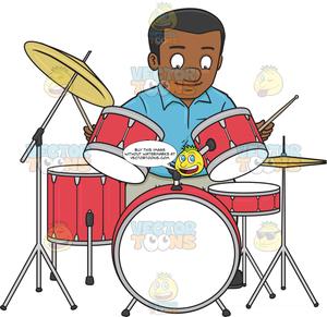 Drums clipart tune. A black man smirks