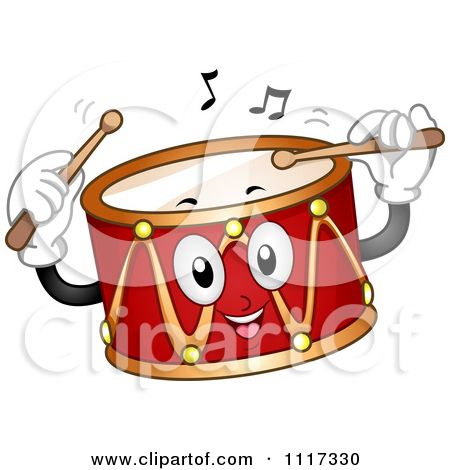 Cartoon of a musical. Drums clipart tune