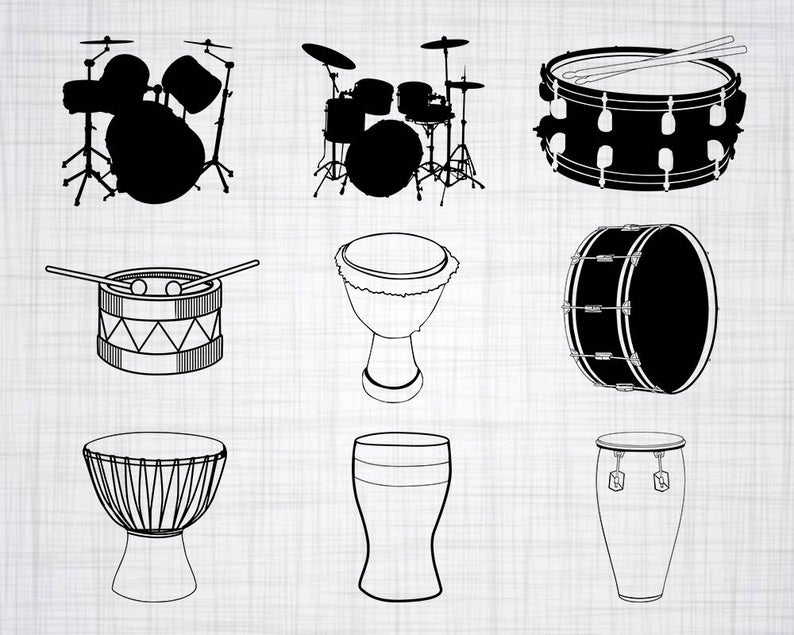 Svg bundle cut files. Drums clipart vector