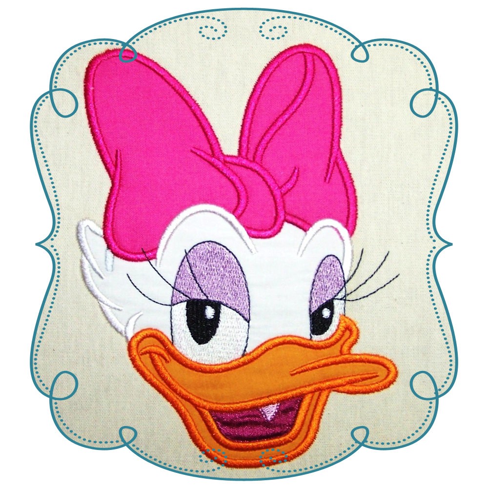 Daisy applique machine embroidery. Duck clipart nose