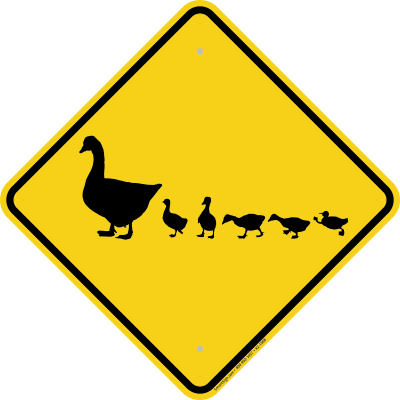 Duckling clipart goslings. Duck crossing signs ducks