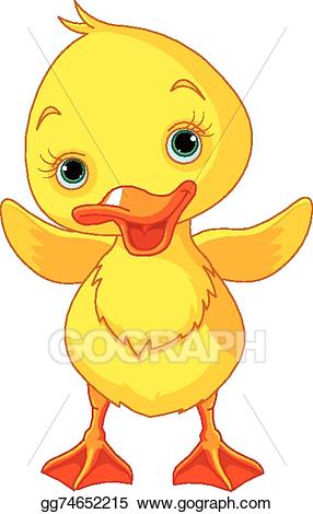 Duckling clipart happy. Eps vector stock illustration