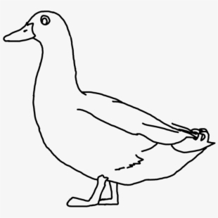 Duck decoy side view. Duckling clipart line