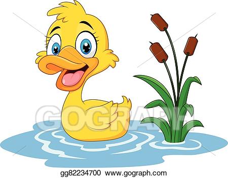Duckling clipart water. Vector stock cute baby