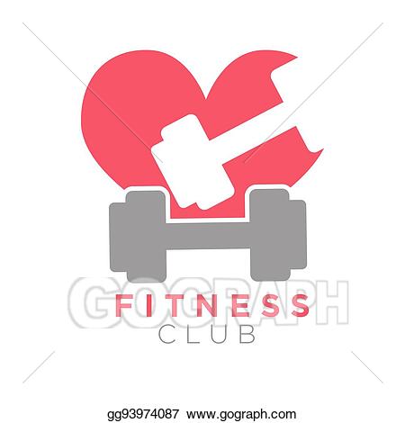 Vector stock logo design. Dumbbell clipart fitness club
