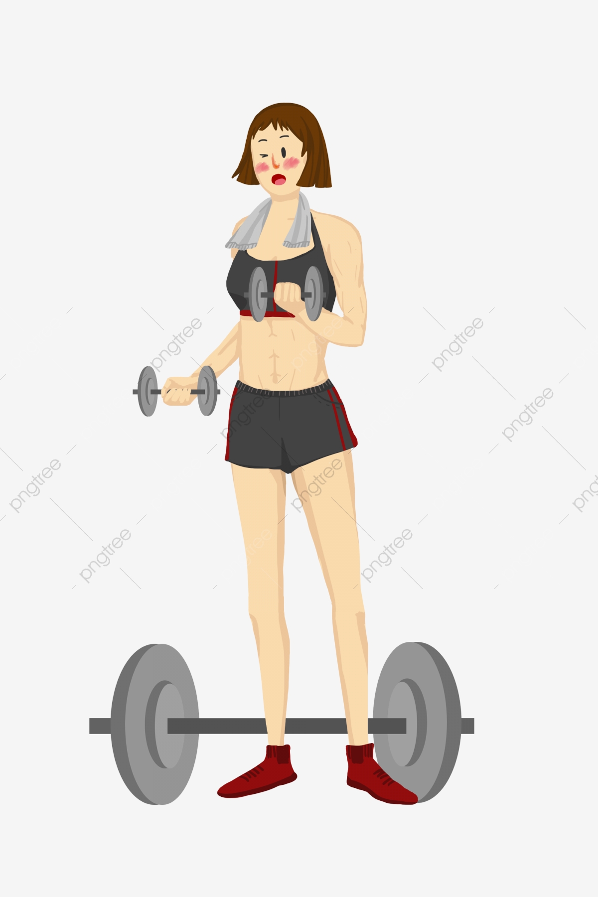 Dumbbells clipart fitness training. Hand painted holding a