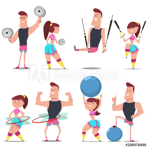 Dumbbell clipart girl workout. Fitness couple man and
