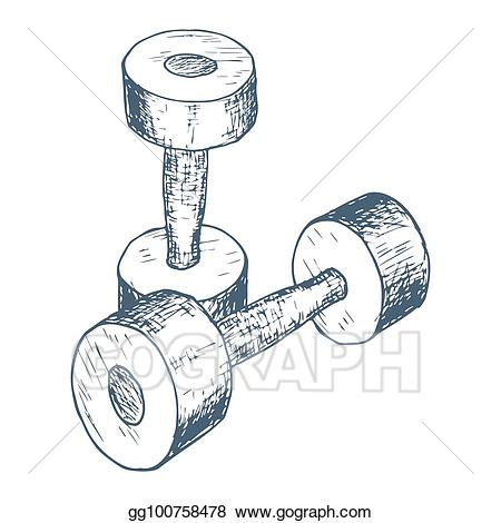 Dumbbell clipart gym instrument. Vector illustration home equipment