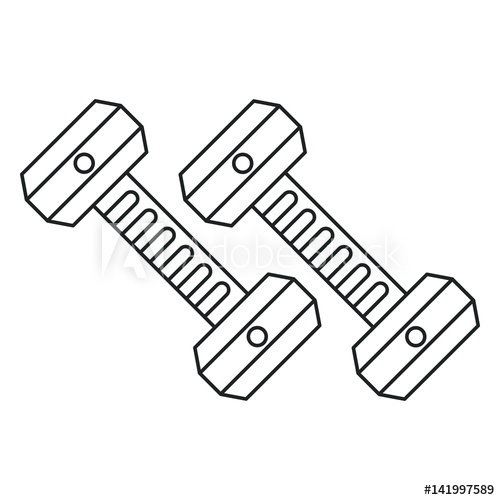 Dumbbell clipart gym item. Weight equipment outline vector