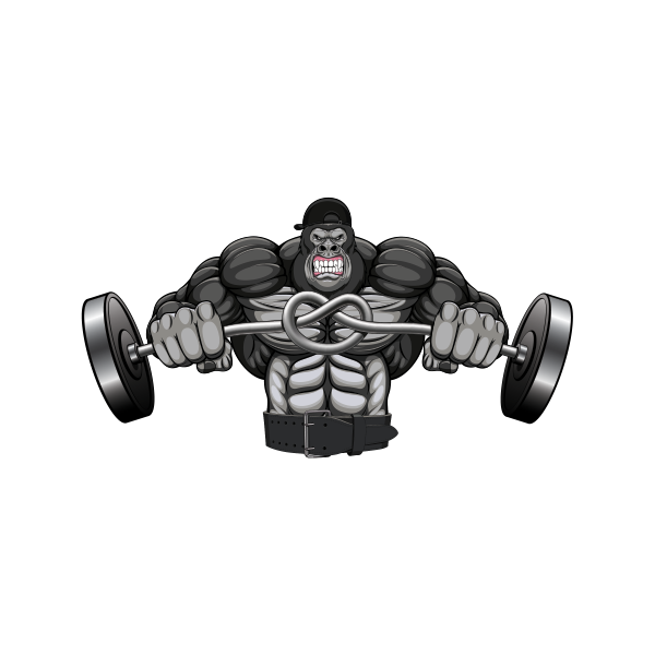 Dumbbell clipart muscular force. Printed vinyl gorilla bodybuilder