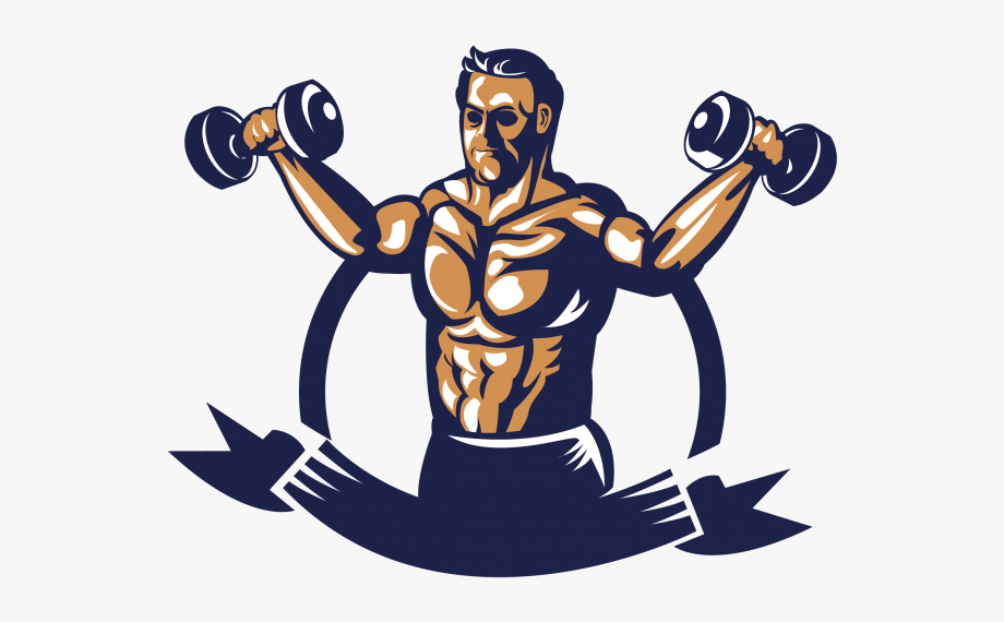 Weight lifting bodybuilder with. Dumbbells clipart personal fitness