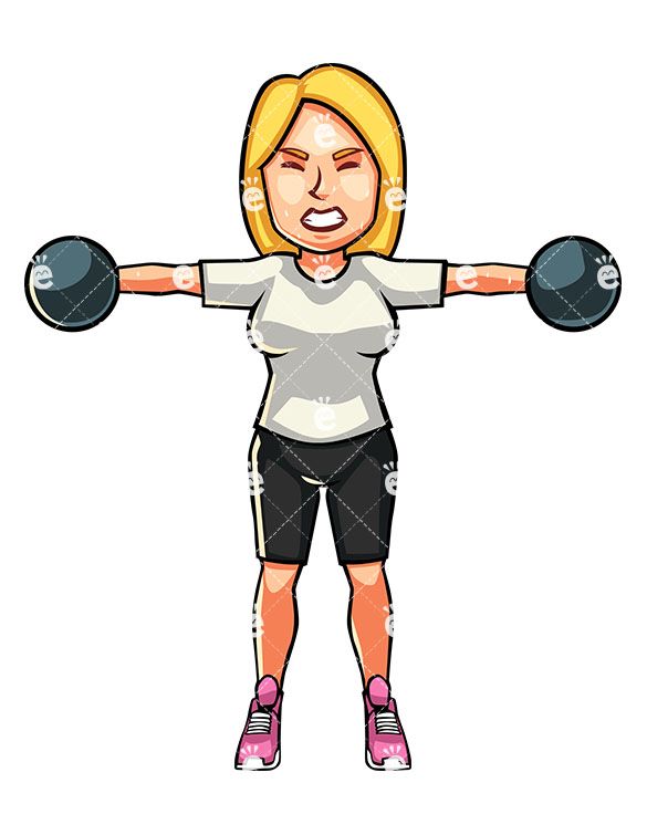 Dumbbells clipart arm workout. A blonde woman exercising