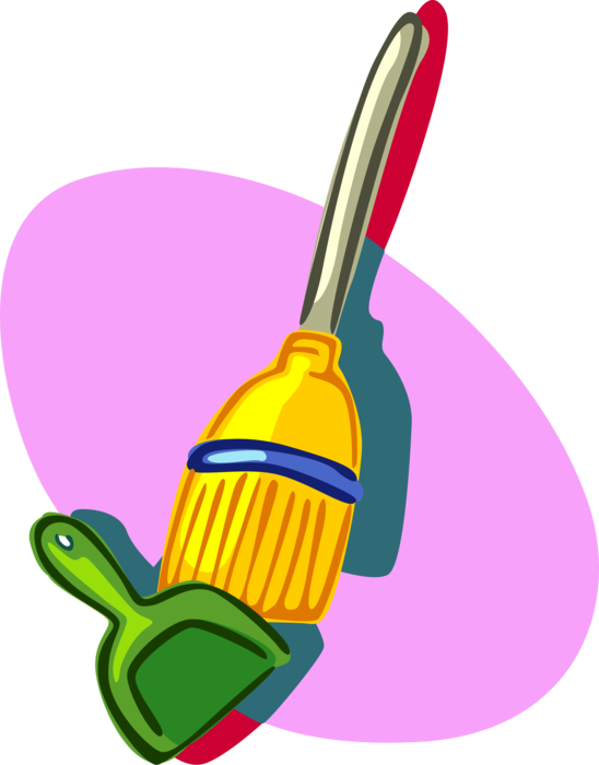 Dust clipart dust pan broom. And vector image illustration
