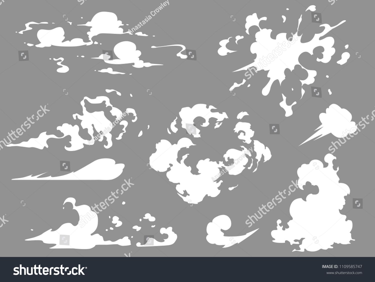 Smoke set special effects. Dust clipart vector