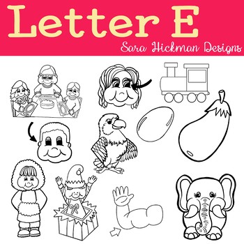 Chubby cheek and white. E clipart black letter