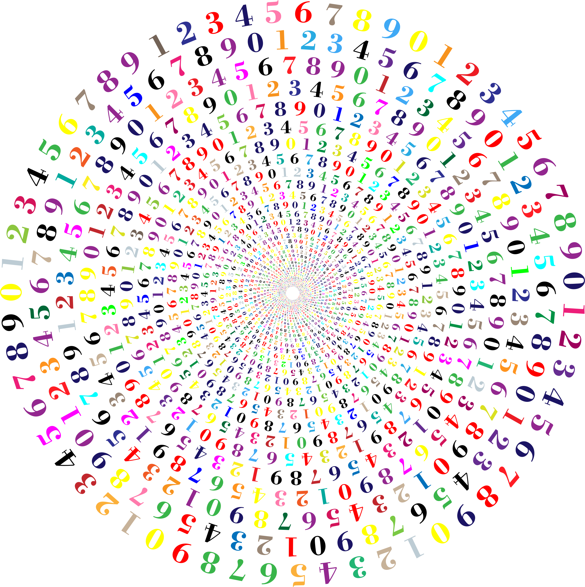 Numbers vortex big image. E clipart colorful