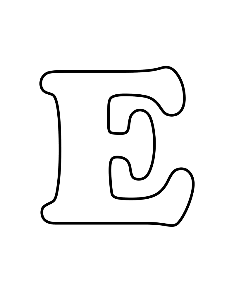 E clipart letter e. Black and white format