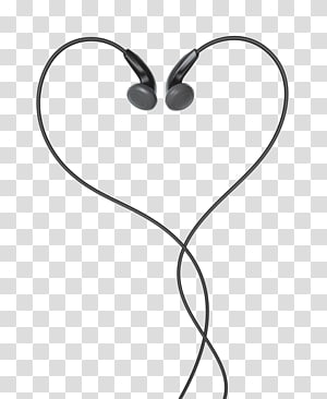 Earbuds clipart heart. Black headphones transparent background
