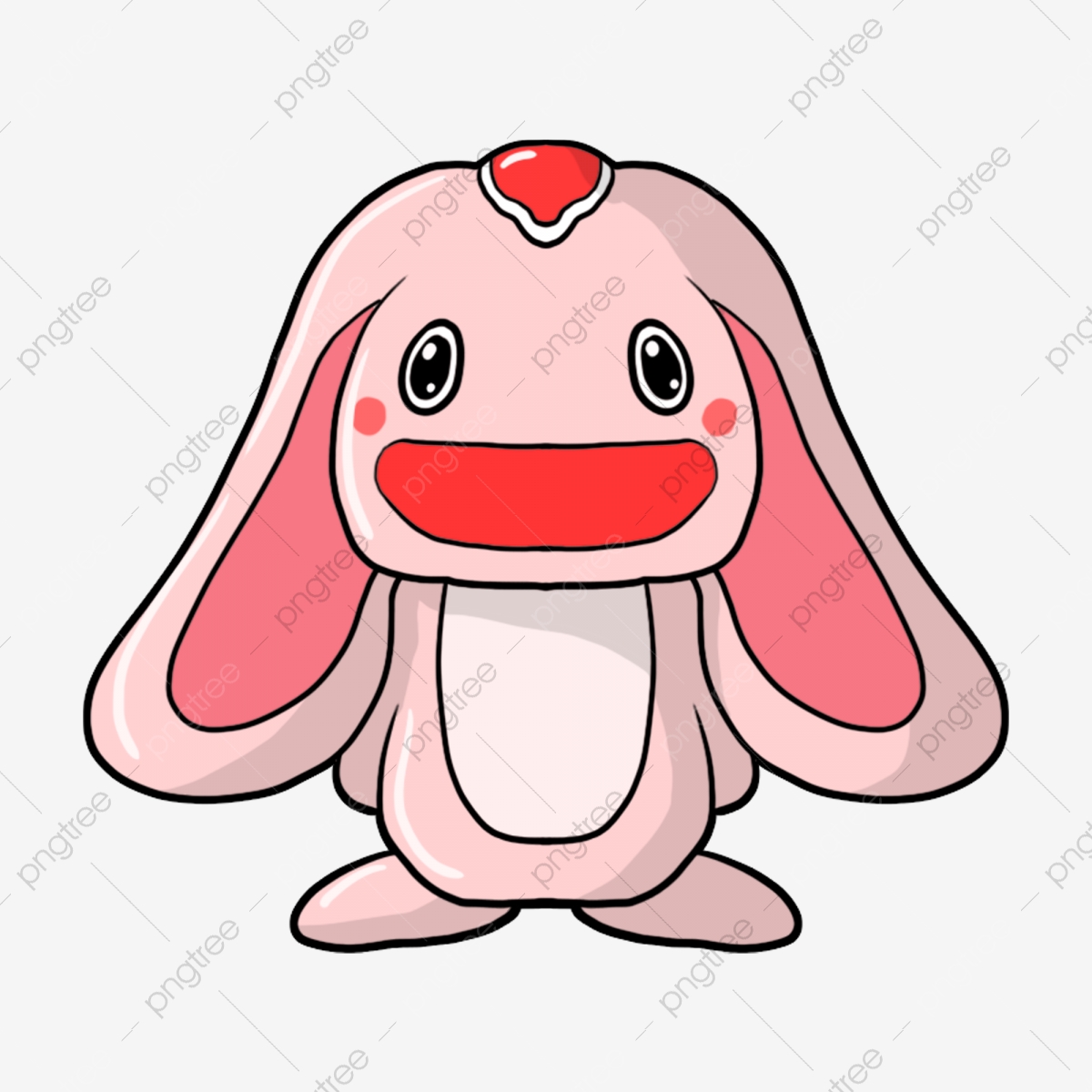 Ears clipart mouth. Pink big rabbit cartoon