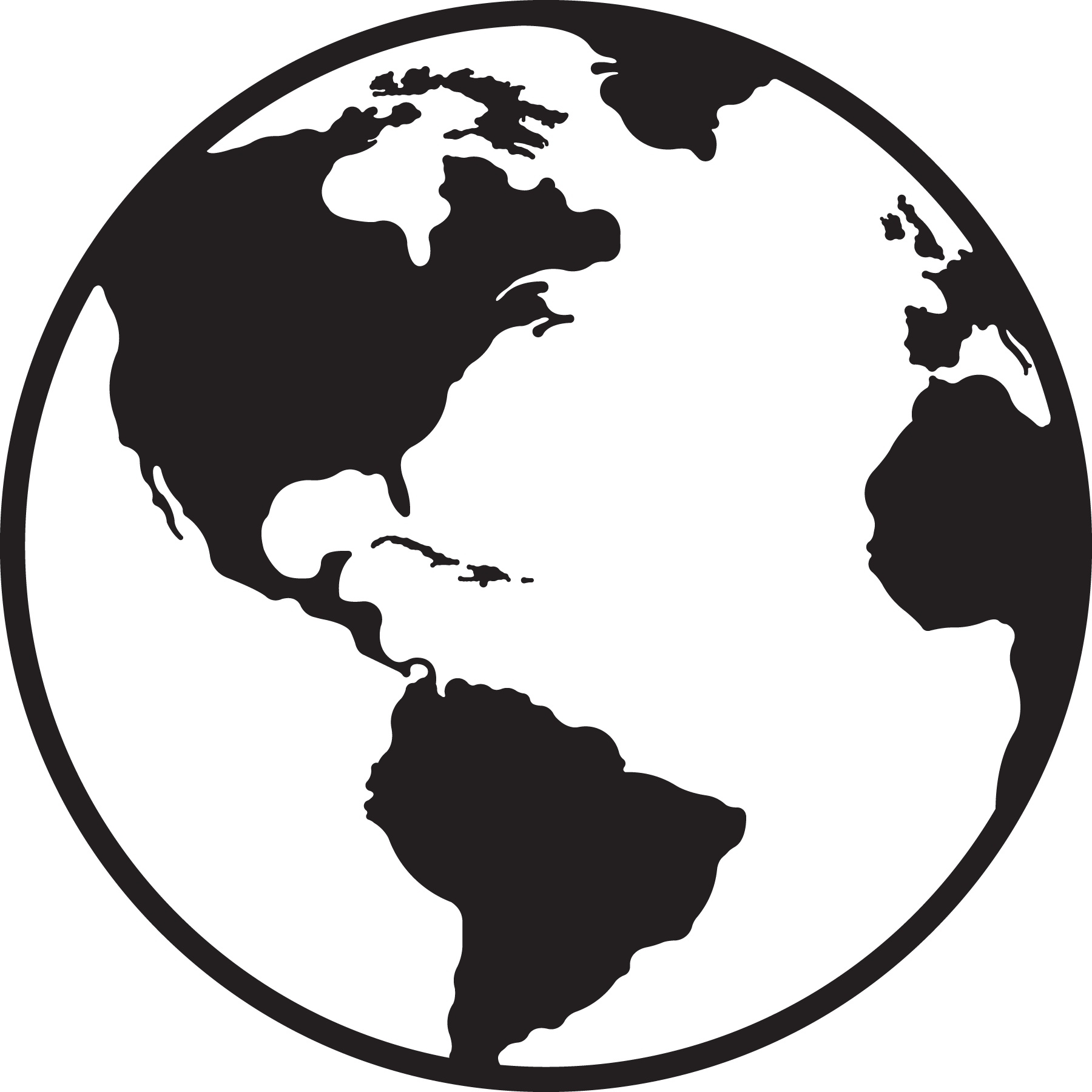 earth clipart black and white