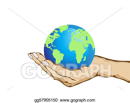 Globe clipart hands holding. Vector stock hand the