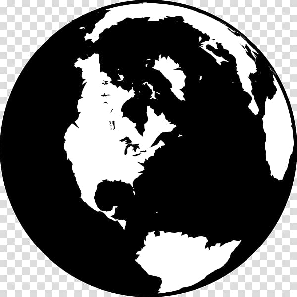 Globe black and white. Earth clipart silhouette