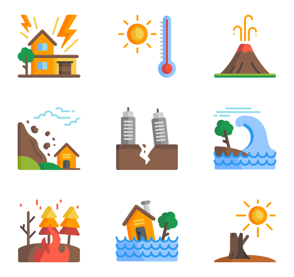 Natural disaster icons free. Earthquake clipart calamities