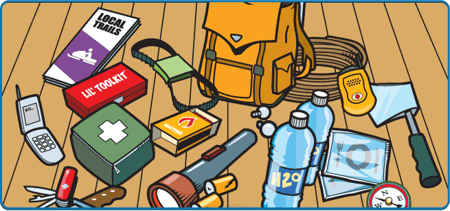 Safety kit . Earthquake clipart survival equipment