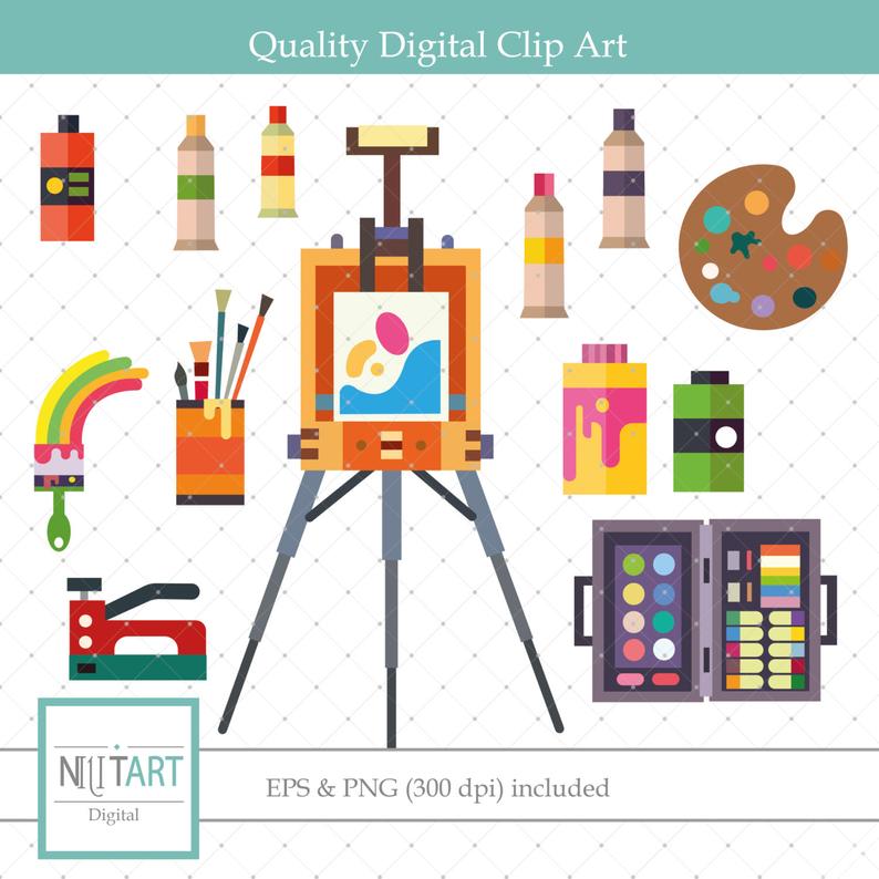 Easel clipart palette. Artist tools and vector