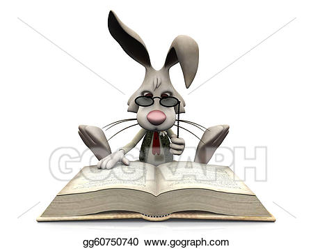 Easter clipart reading. Stock illustrations cartoon rabbit