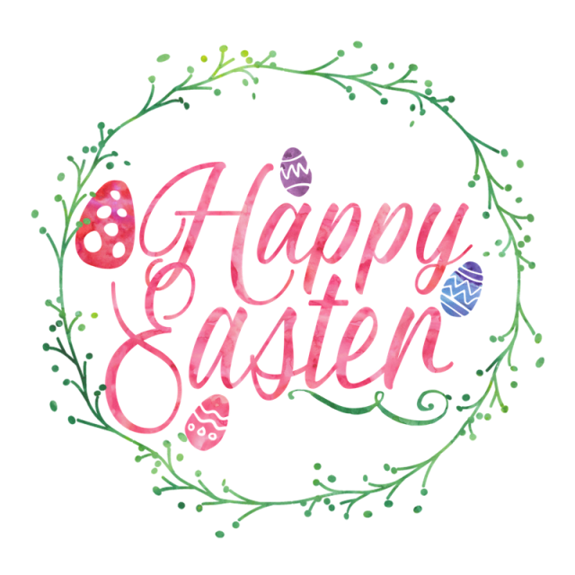 Happy typography wreath and. Easter png images