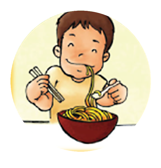 taste clipart boy eating noodle