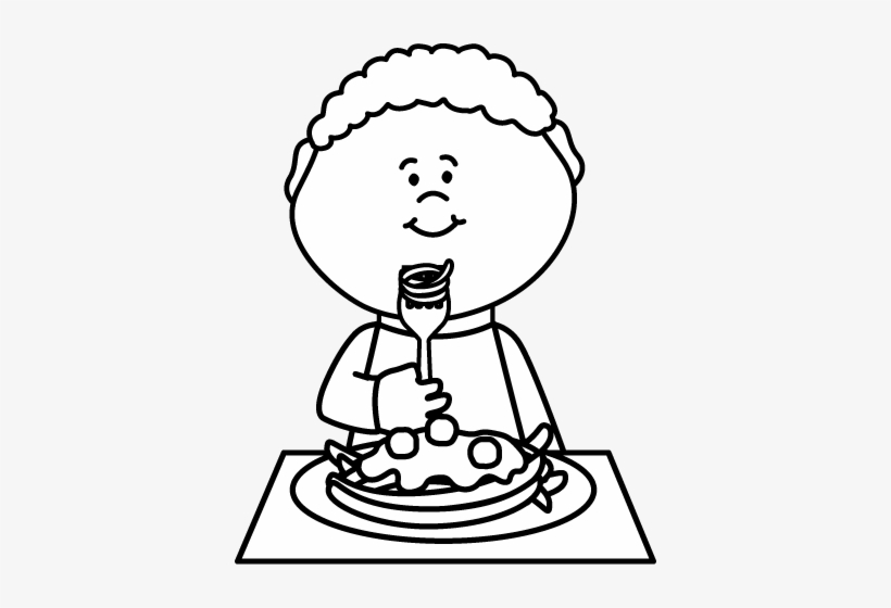 Luxury free black and. Eat clipart boy eating spaghetti