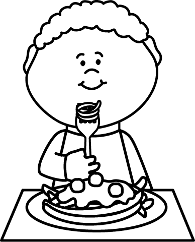 Black and white free. Eat clipart boy eating spaghetti